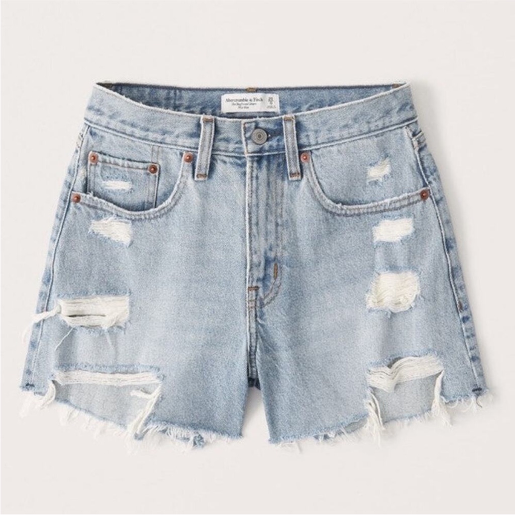 Abercrombie & Fitch The Boyfriend Mid Rise Denim Shorts